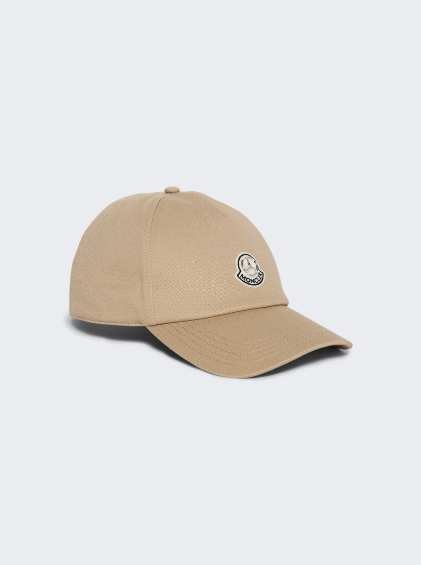 Moncler Dual Logo Baseball Cap In Beige