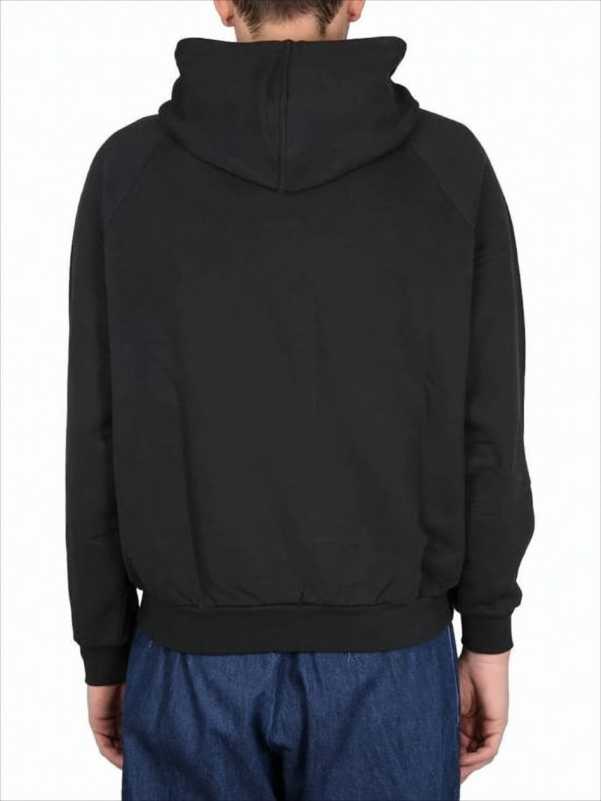 Sunnei Relaxed-Fit Black Hoodie With Subtle Embossed Logo