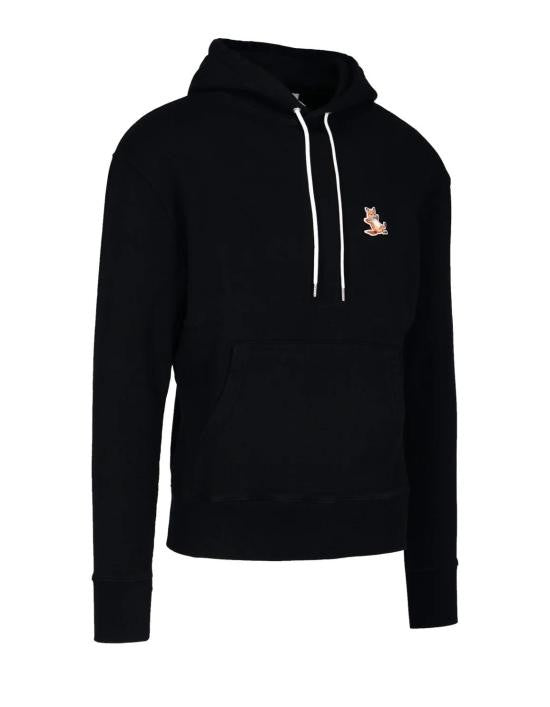 Maison Kitsuné Black Long-Sleeve Hoodie With Front Kangaroo Pocket