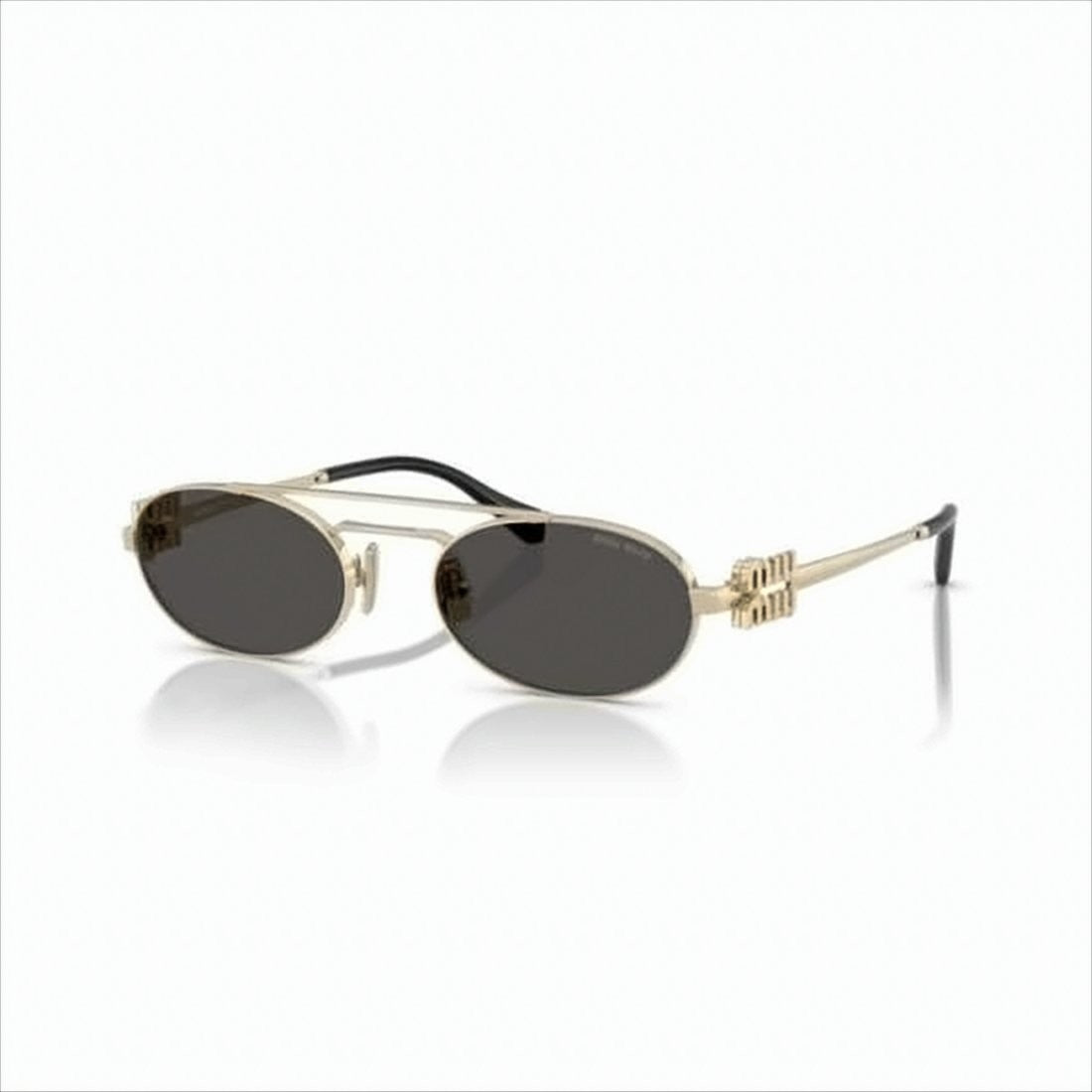 Miu Miu Oval Sunglasses With Gold Metal Frame