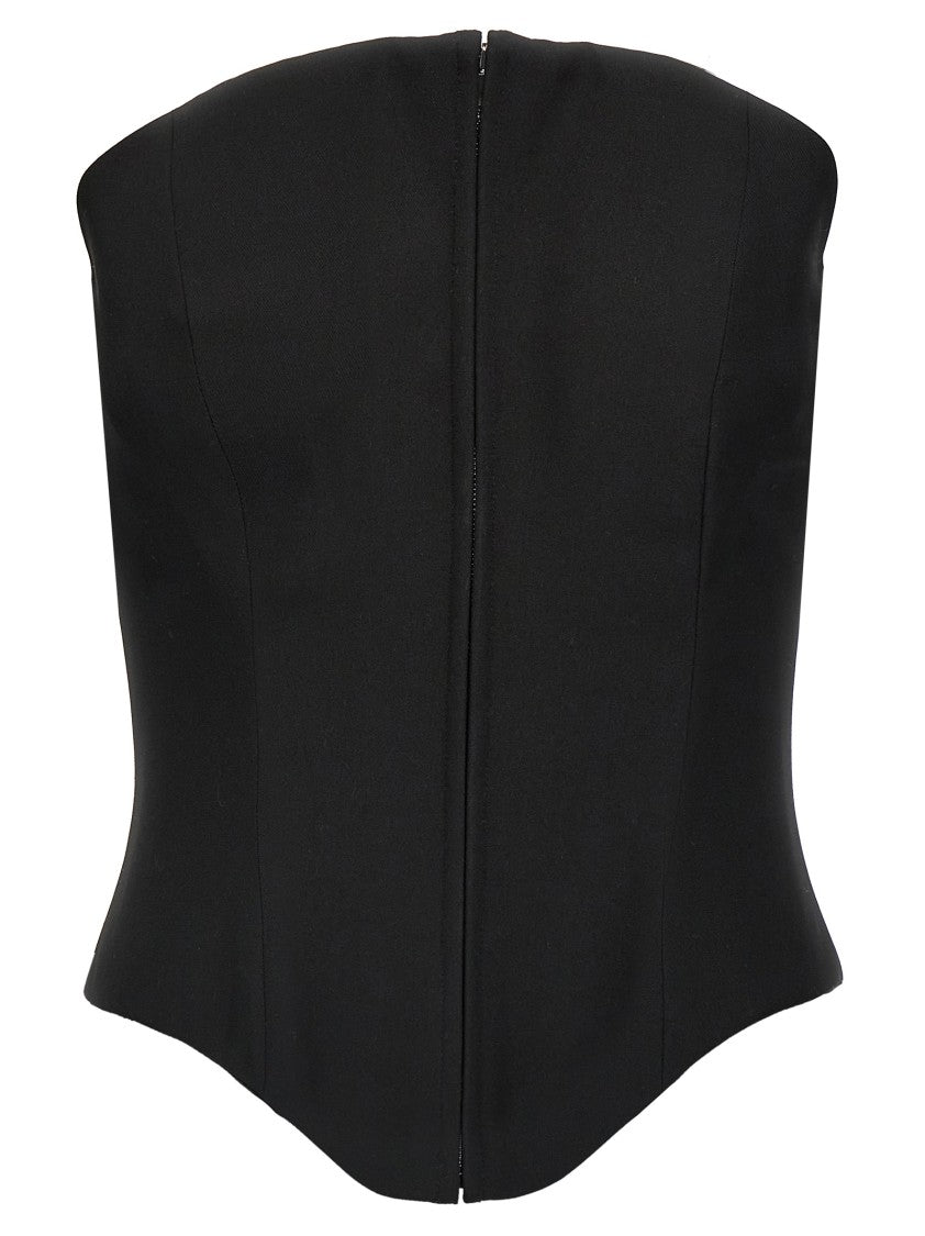 Mcqueen Asymmetrical Black Wool Corset Top