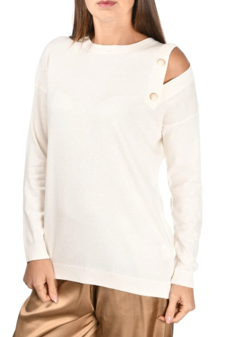 Paolo Fiorillo Capri Cashmere-Blend Sweater With Open Shoulder Detail