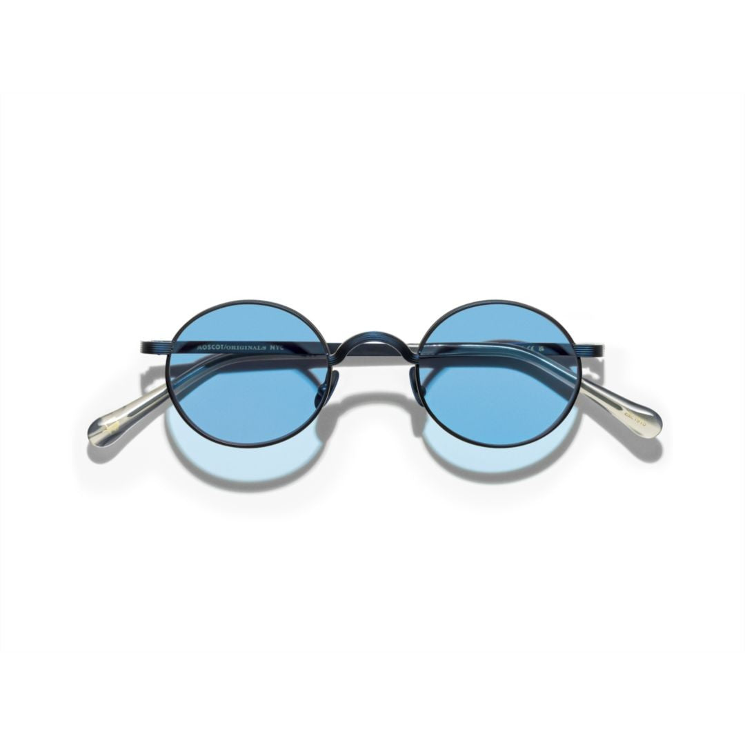 Moscot Blue Or-Moy-S Thin Metal Round Sunglasses