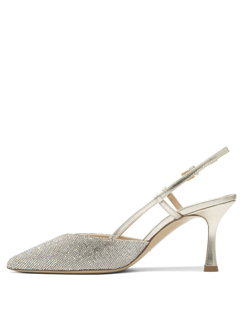 Ninalilou Pointed Toe Silver Rhinestone Heeled Shoes