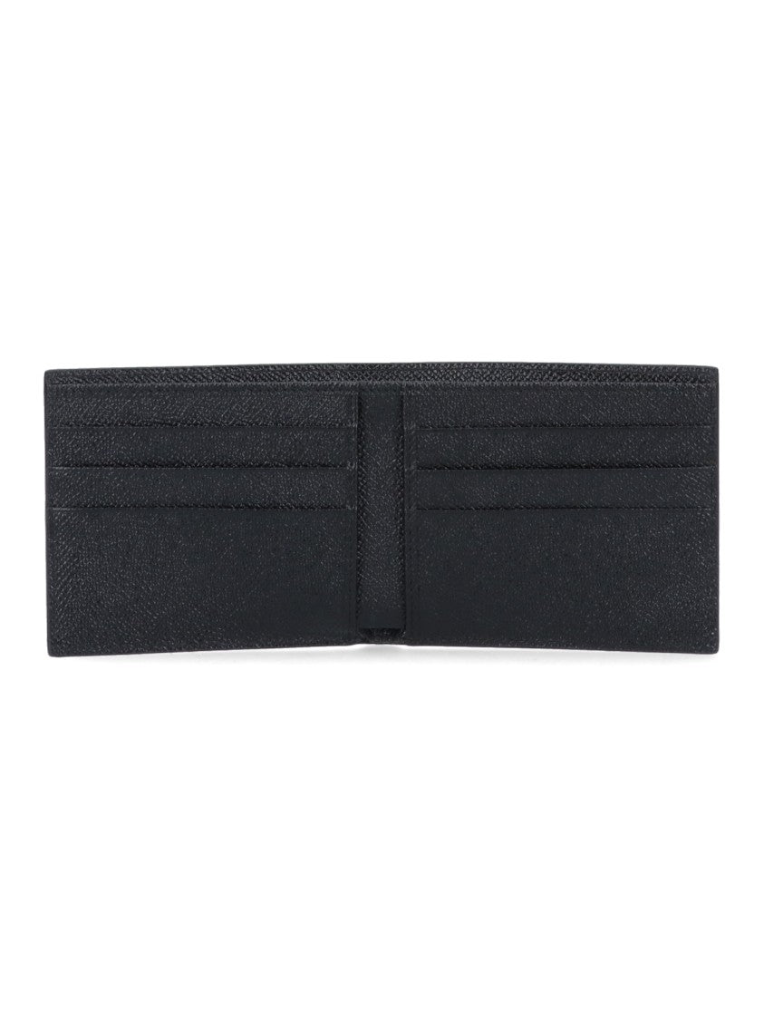 Dolce & Gabbana Bifold Textured Wallet With Rectangular Metal Branding