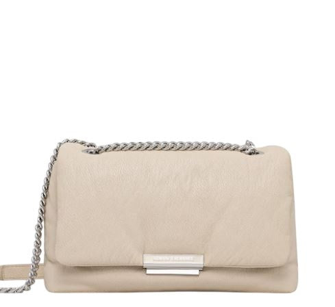 Armani Exchange Compact Beige Shoulder Bag With Structured Design