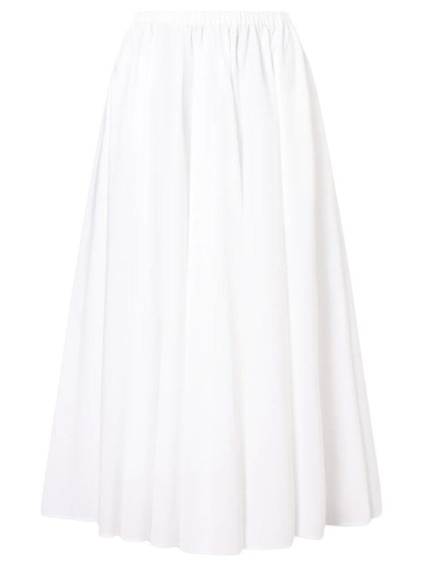 Patou White Soft Pleats Flowing Midi Skirt