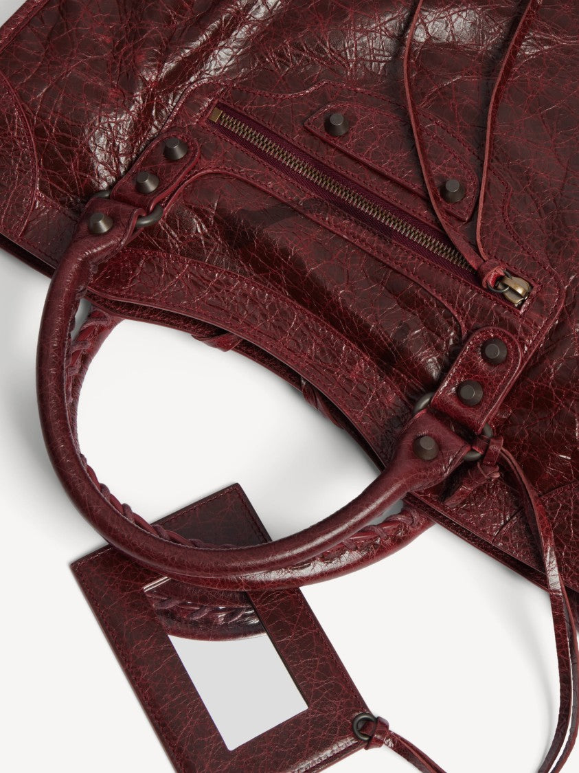 Balenciaga Spacious Burgundy Textured Leather Shoulder Bag