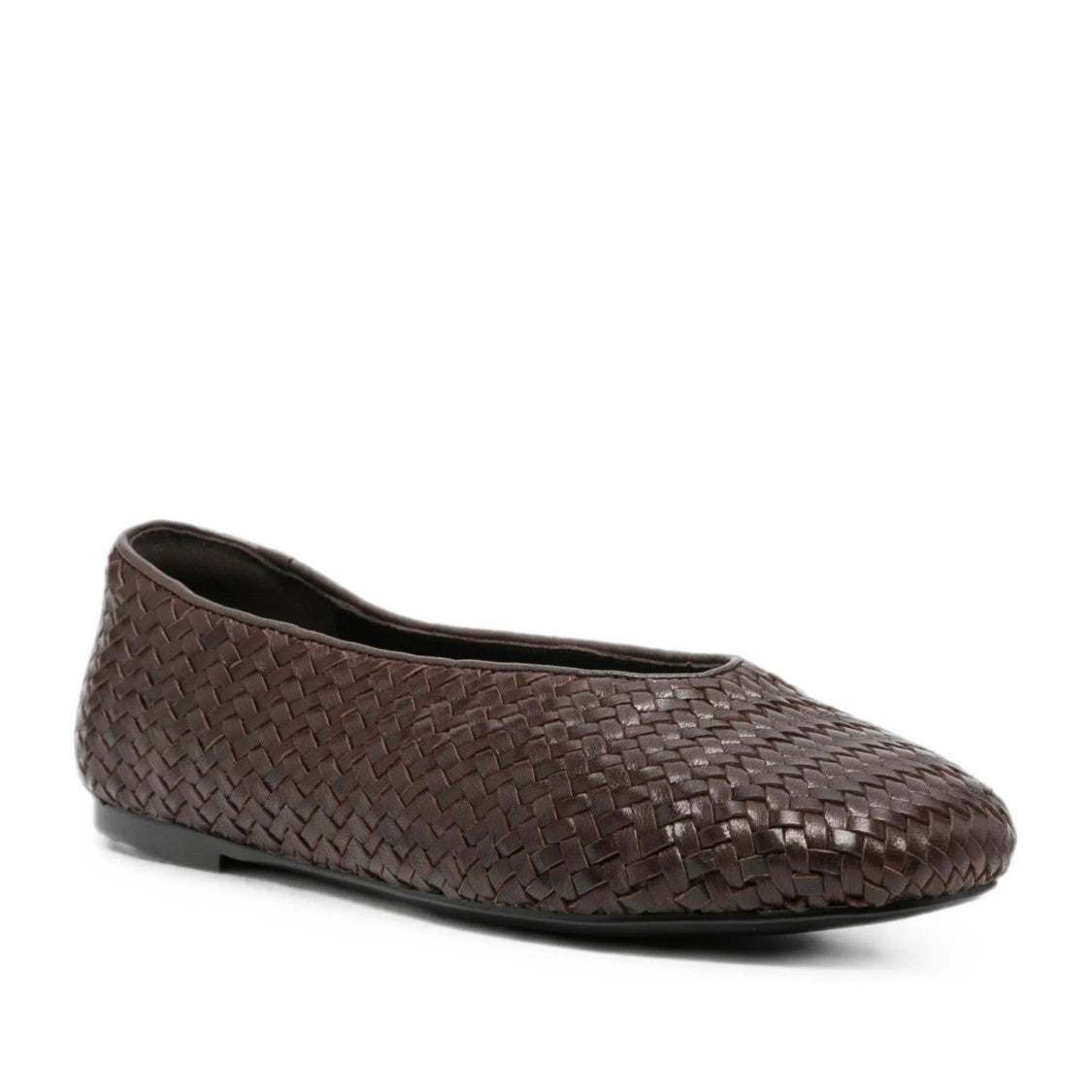 Adrianna Feretti Brown Woven Rounded Toe Leather Flats