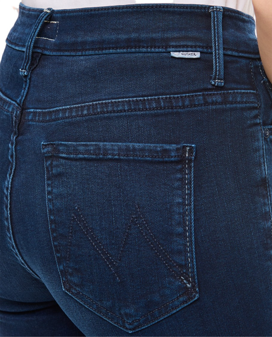 Mother Mid-Rise Flare Denim Pants With Frayed Hem