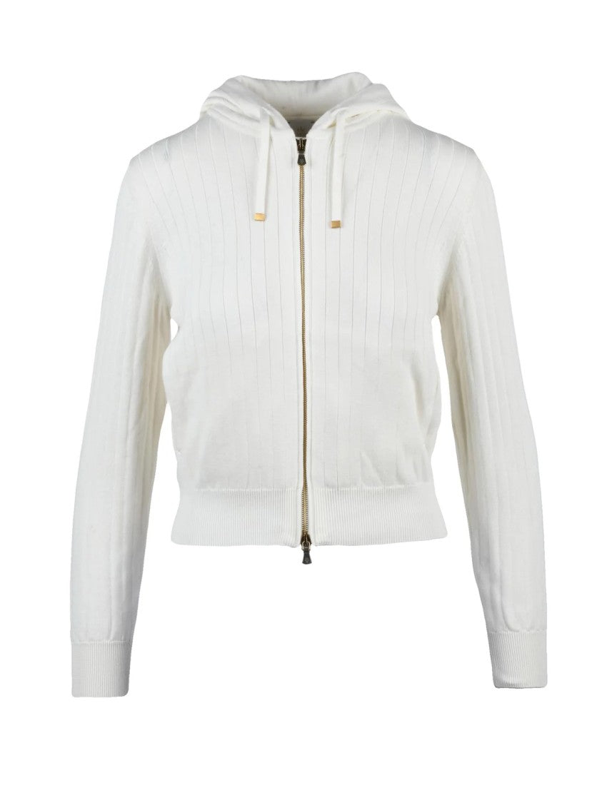 Eleventy White Cotton Cropped Sweatshirt