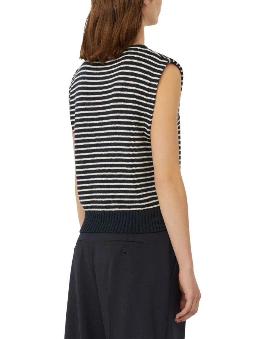 Max Mara Sleeveless Knitted Gilet With Striped Design