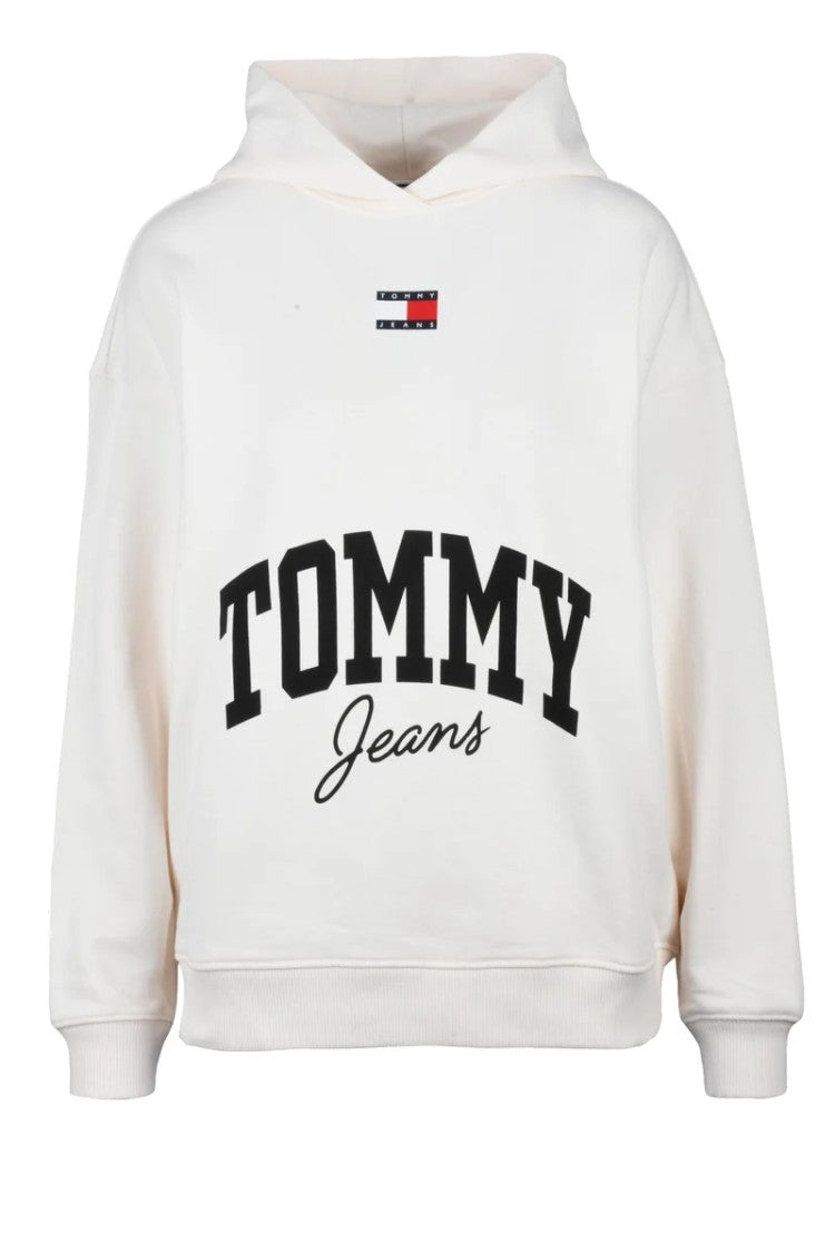 Tommy Jeans White Relaxed Cotton Hoodie