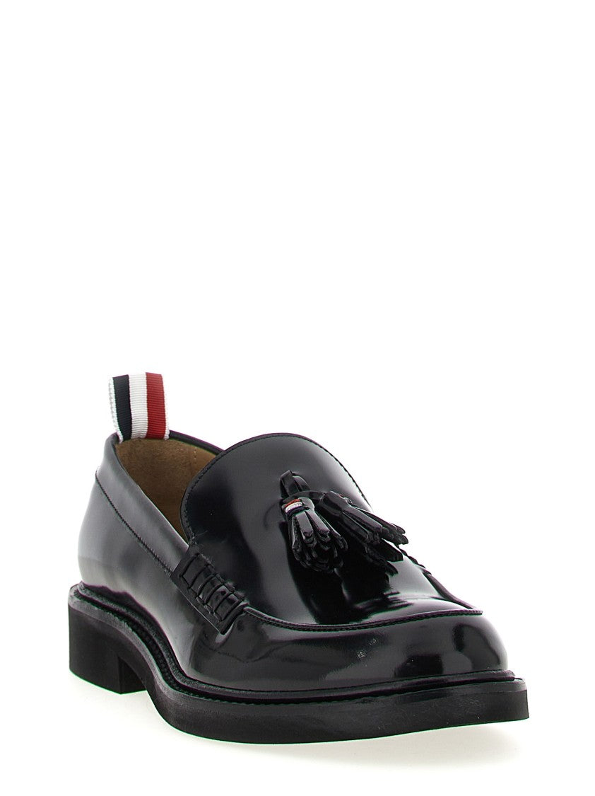 Thom Browne Polished Calf Leather Tassel Loafers With Grosgrain Detail
