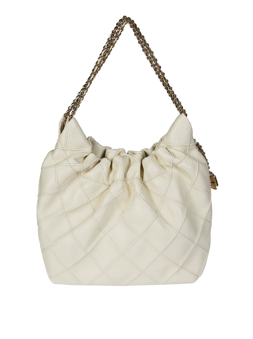 Tory Burch White Fleming Mini Quilted Handbag