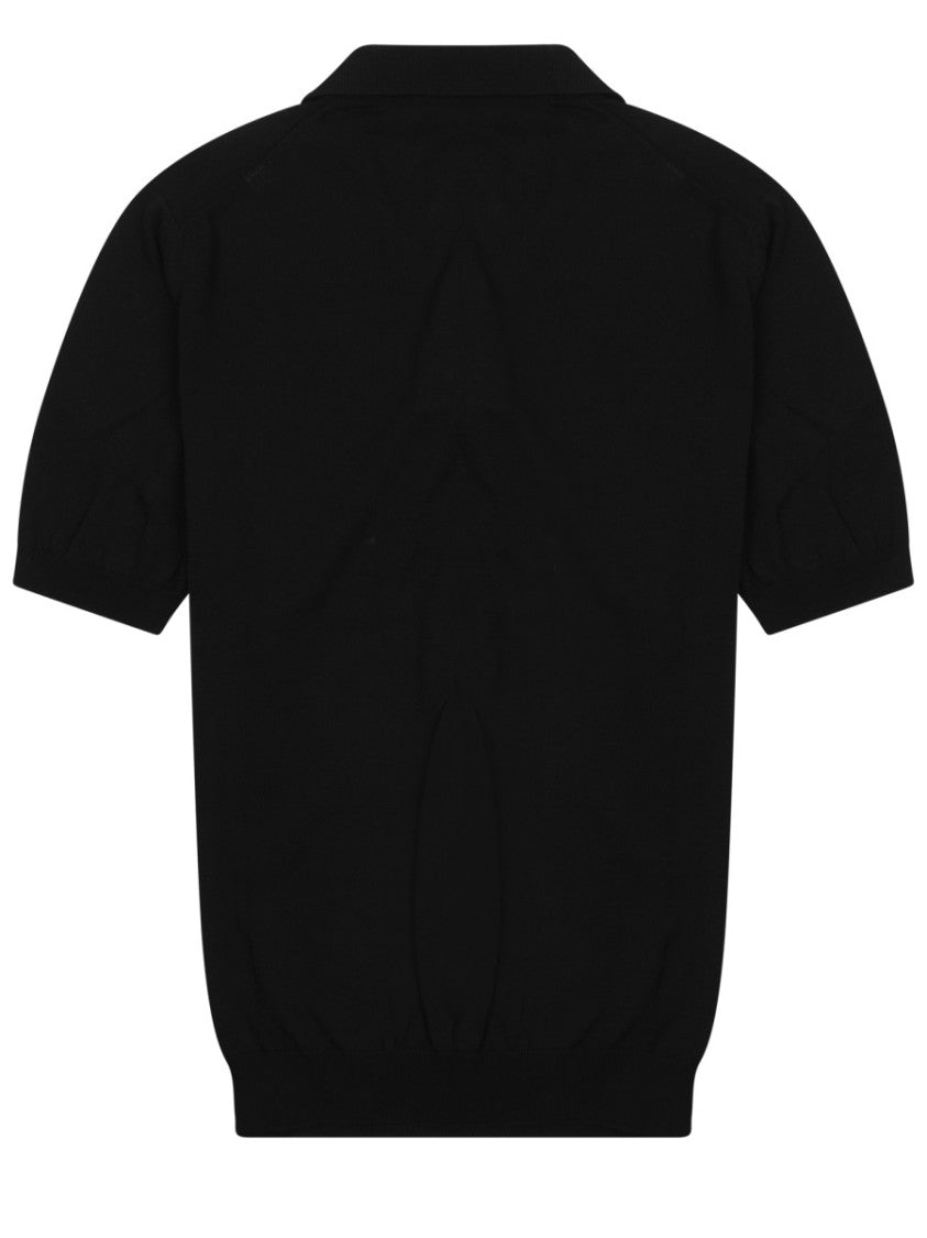 Tagliatore Cotton Fitted Ribbed Cuffs Polo Shirt