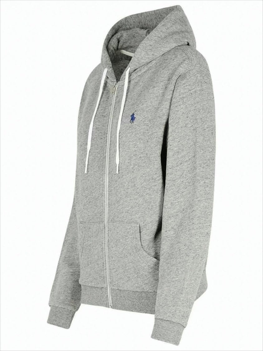 Polo Ralph Lauren Heather Grey Zip-Up Hoodie With Adjustable Hood