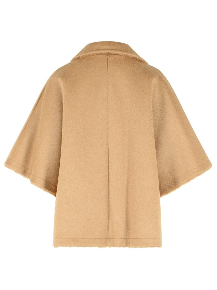 Max Mara Reversible Double Draped Cape In Smooth Baby Camel