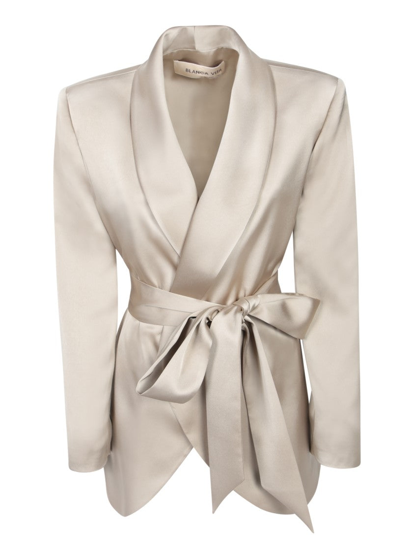 Blanca Vita Refined Wrap Cut Satin Jacket
