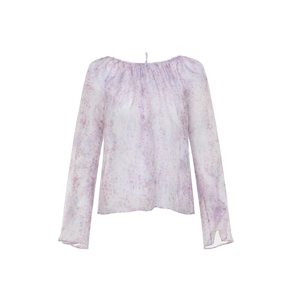 Alberta Ferretti Printed Organza Pink Silk Blouse