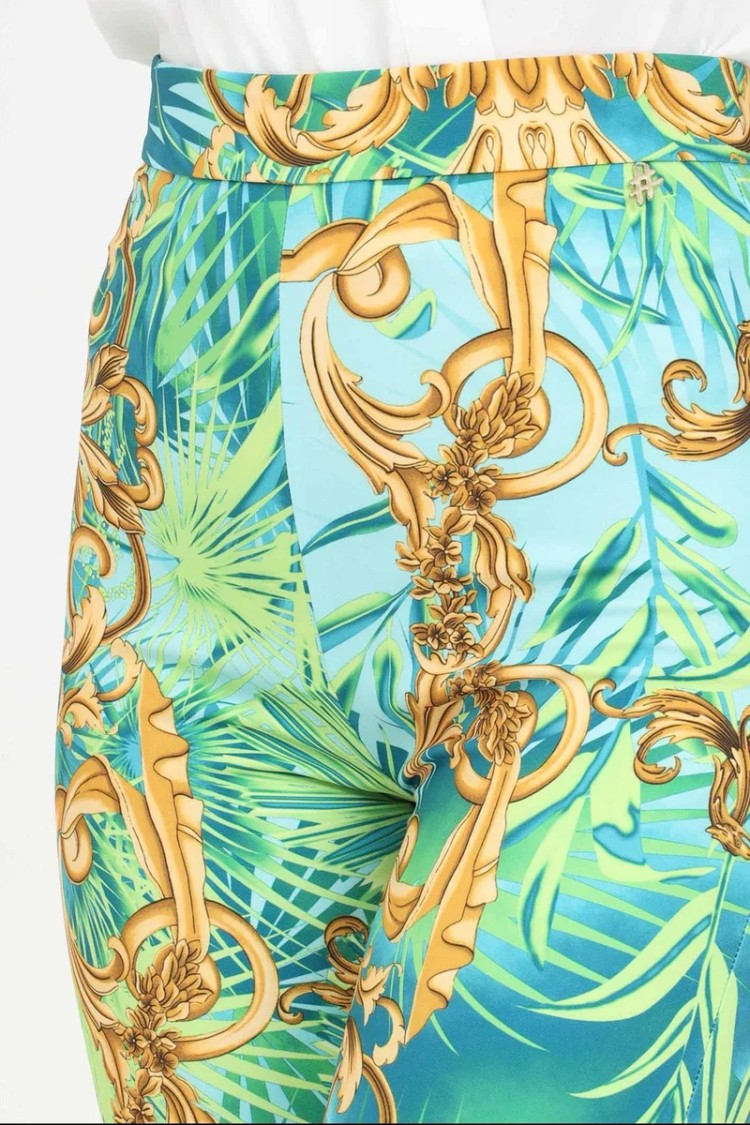 S#It Tropical Print Trousers With Baroque Accents