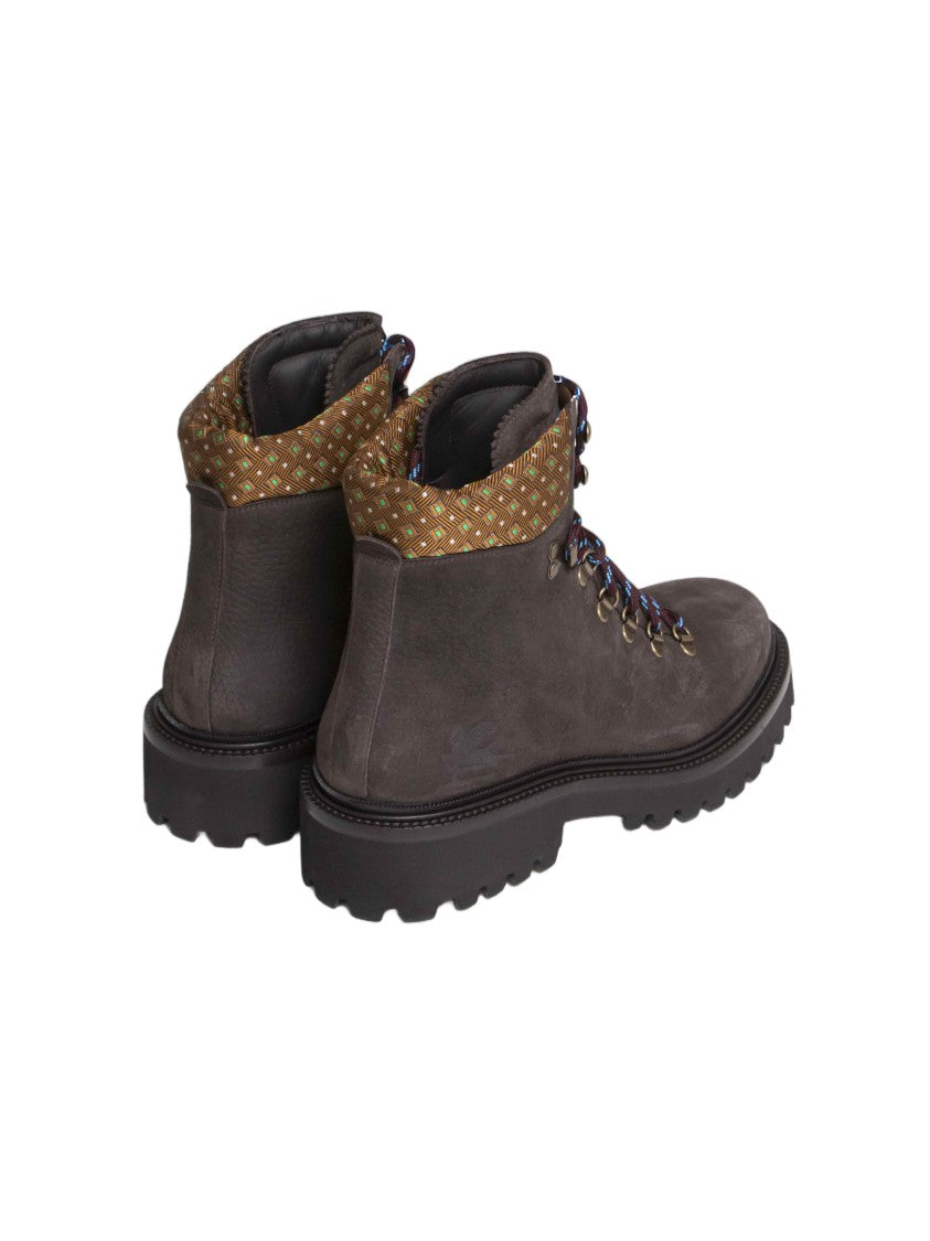Etro Dark Suede Padded Collar Ankle Boots