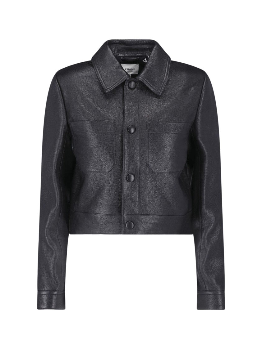 Frame Black Lambskin The Small Leather Jacket