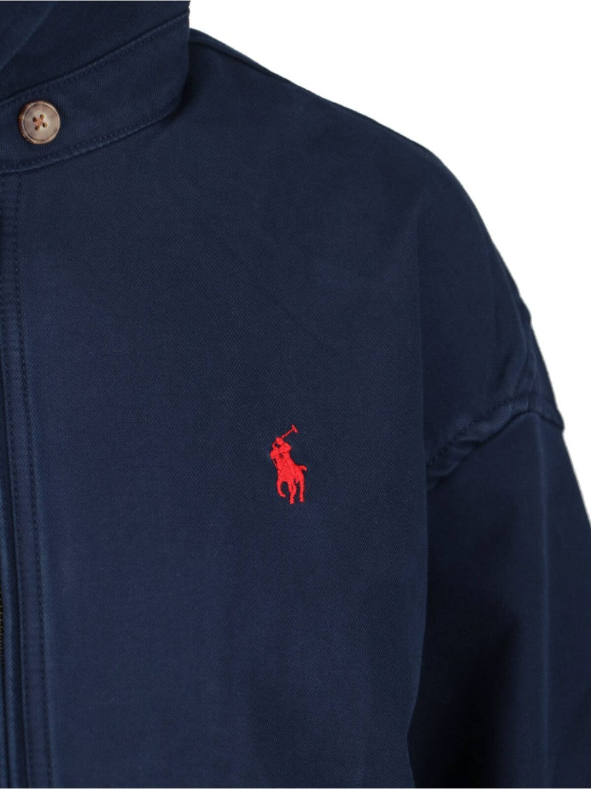 Polo Ralph Lauren Blue Embroidered Cotton Zip Jacket
