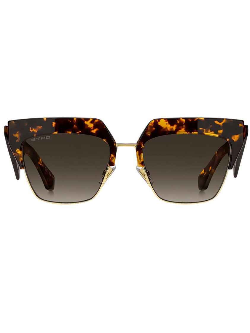 Etro Angular Tortoiseshell Sunglasses With Metallic Accents