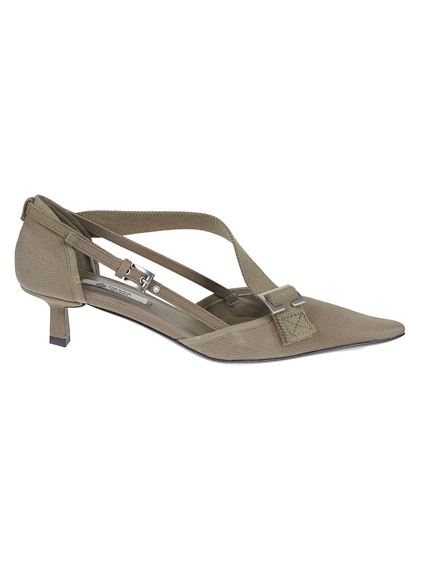 Prada Pointed-Toe Pumps With Crisscross Straps