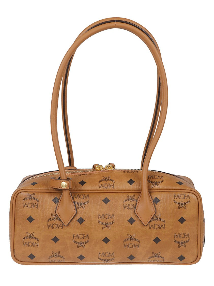 Mcm Rectangular Handbag With All-Over Logo Print