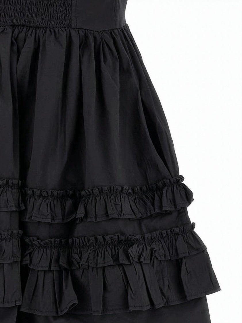 Ganni Mini Dress With Ruffled Frills And Spaghetti Straps