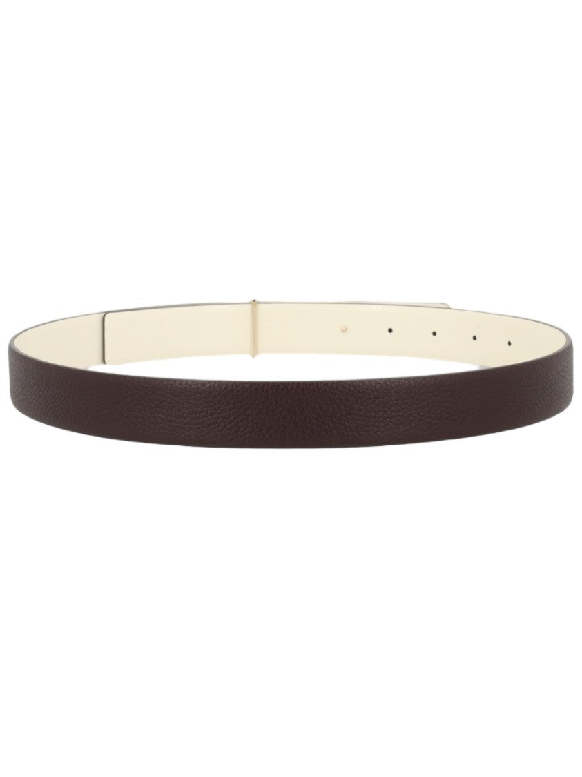 Tom Ford Leather Minimalist Metallic T Buckle Belt