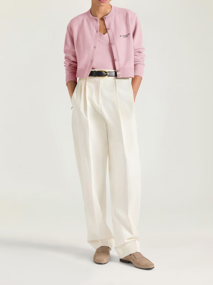 Givenchy Short Crew Neck Cropped Grey Cardigan