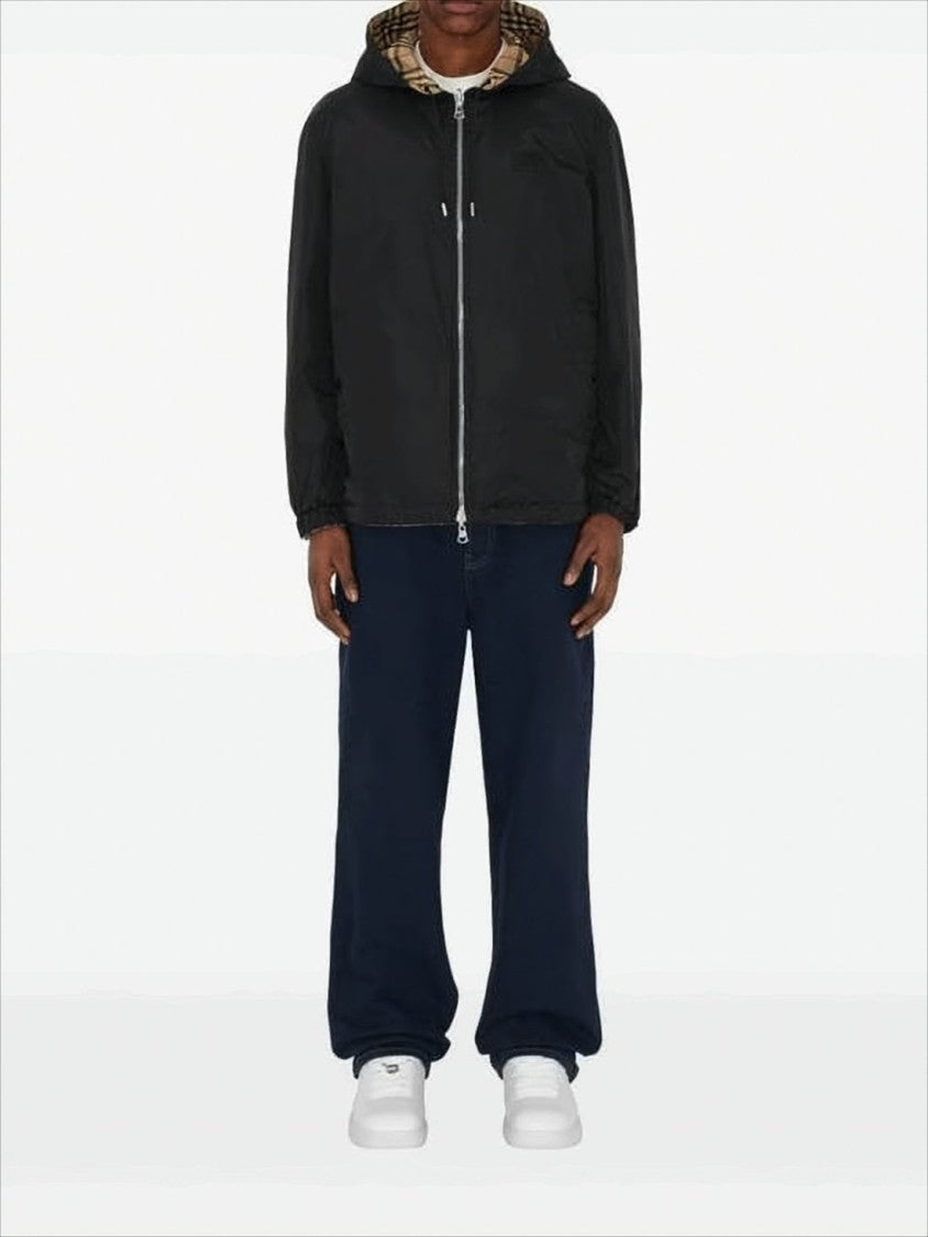 Burberry Reversible Check And Solid Hooded Jacket
