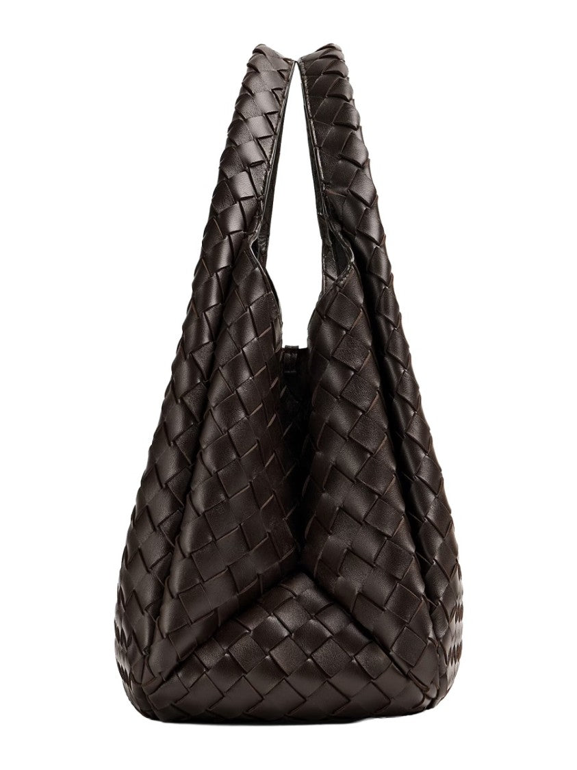 Bottega Veneta Woven Leather Handbag With Crescent Shape And Single Wide Strap