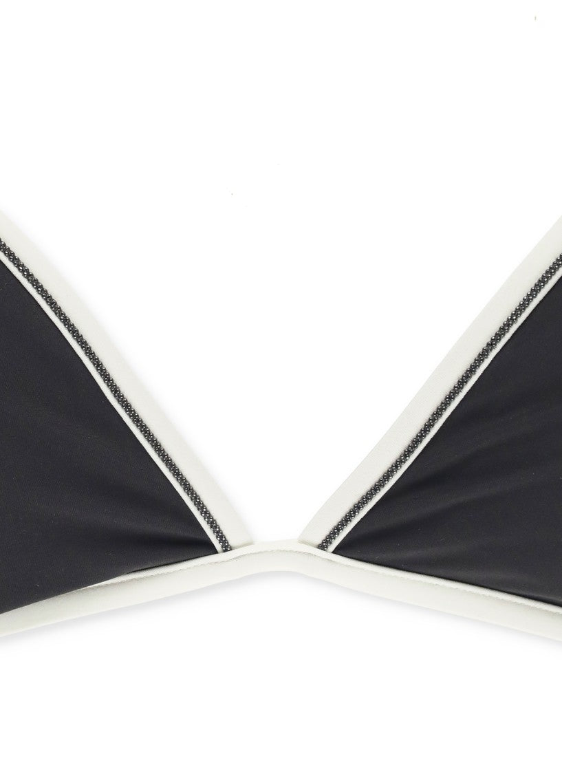 Brunello Cucinelli Brown Techno Jersey Bikini Top