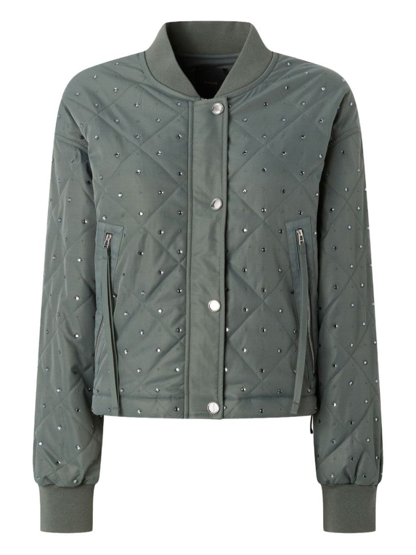 Pinko Cropped Green Quilted Jacket
