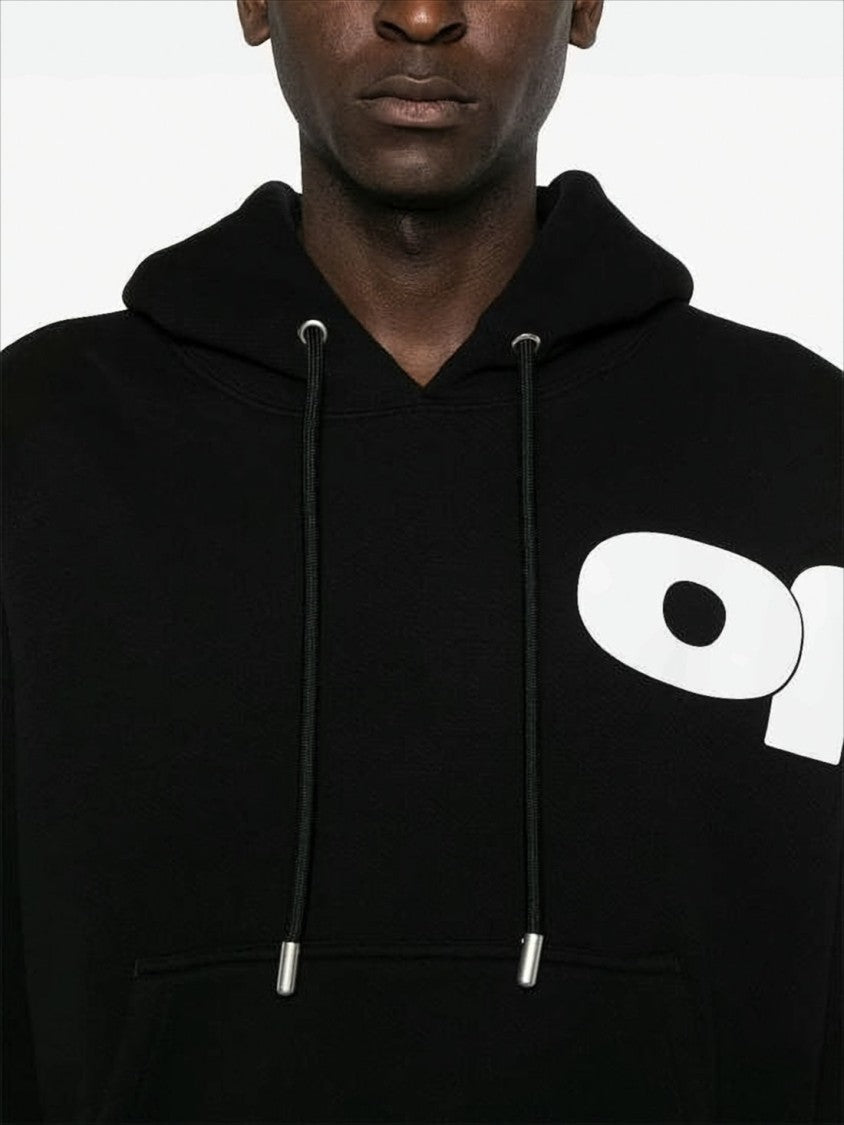 Off-White Relaxed Fit Black Hoodie With Bold Graphic Accents
