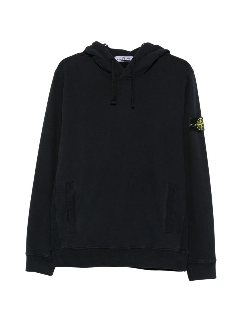 Stone Island Felpa Black Cotton Hoodie