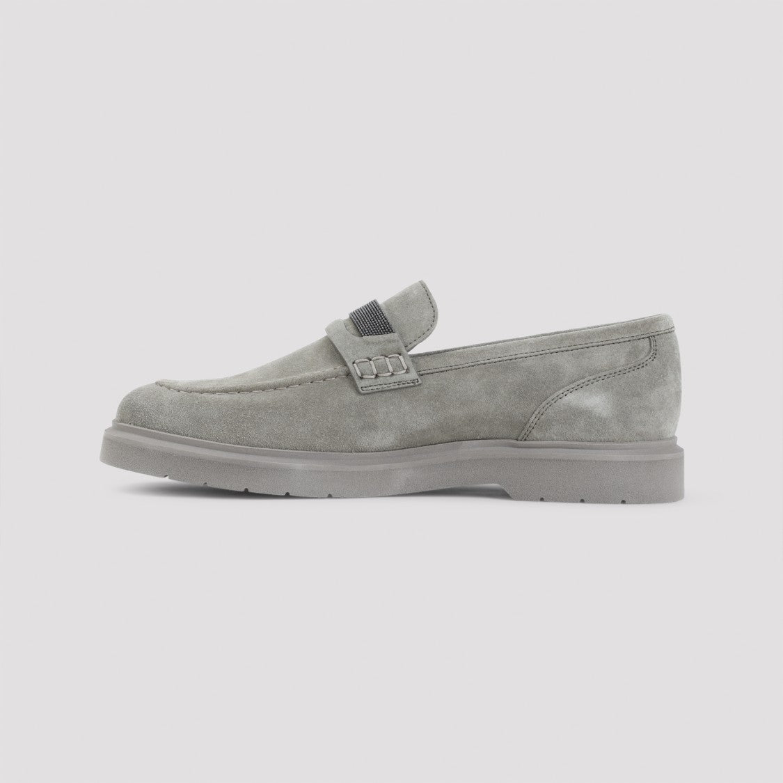 Brunello Cucinelli Suede Loafers With Embellished Vamp