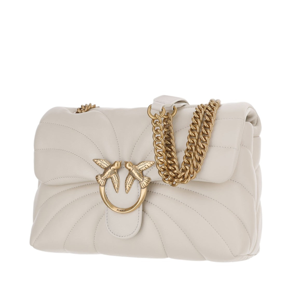 Pinko Classic Love Puff Butterfly White Nappa Leather Shoulder Bag