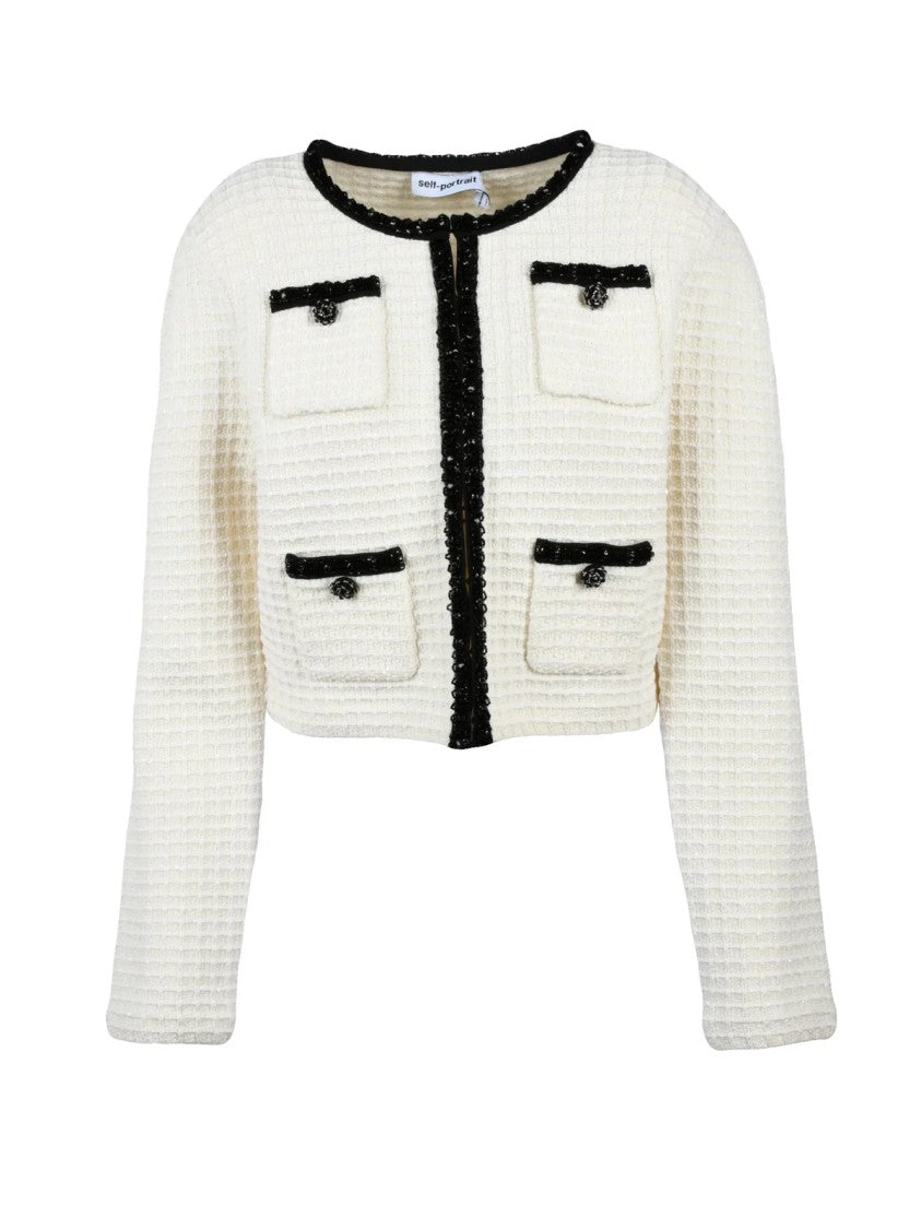 Self-Portrait Short Cardigan - Cream