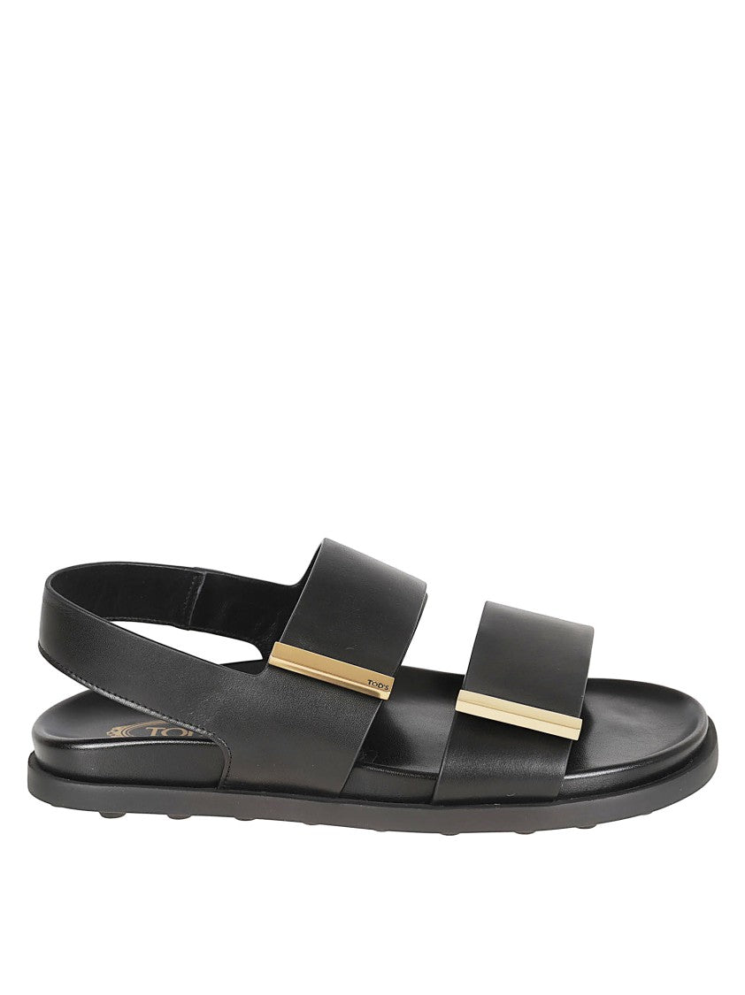 Tod's Black Sandals With Gold Accent