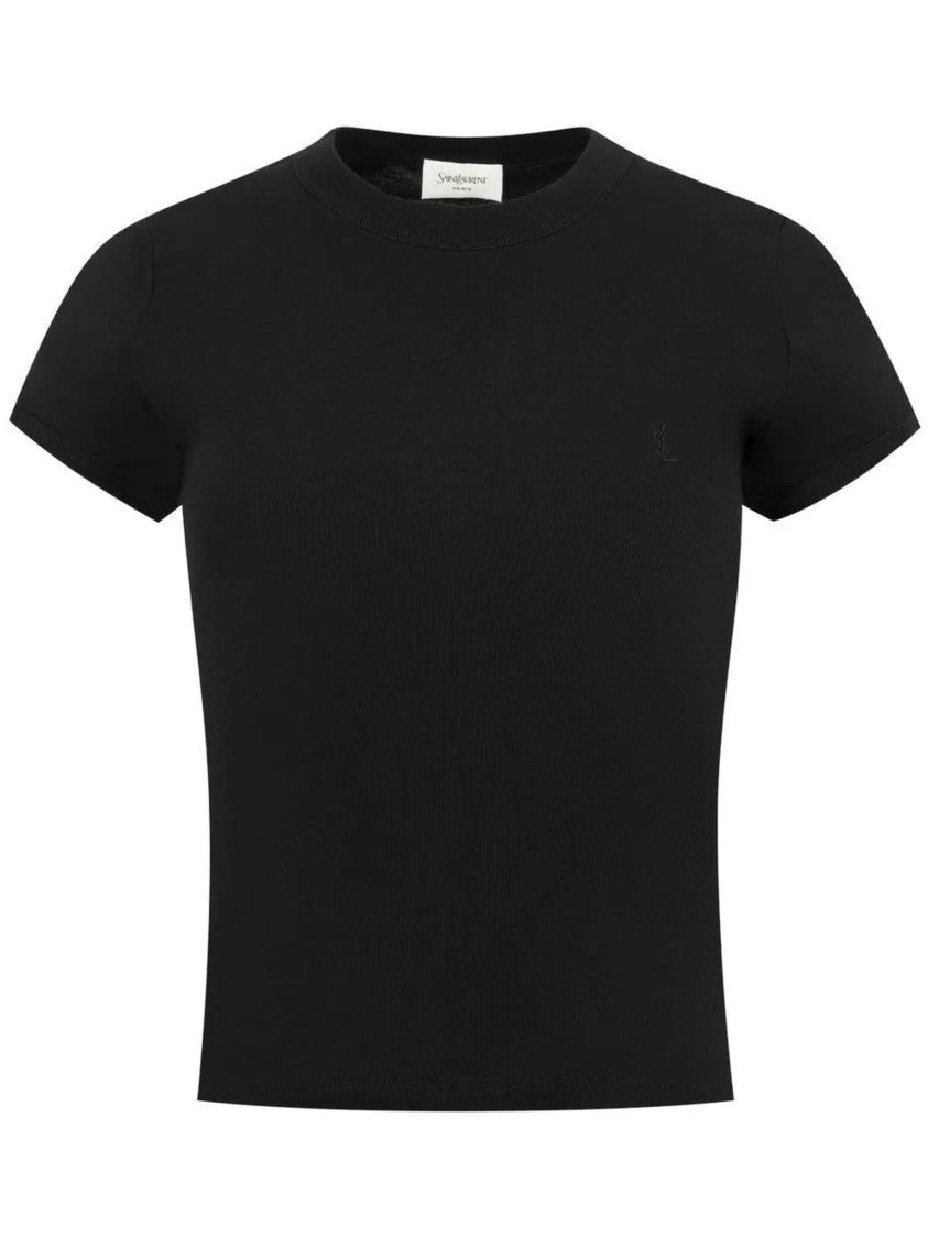 Saint Laurent Fitted Black Logo T-Shirt