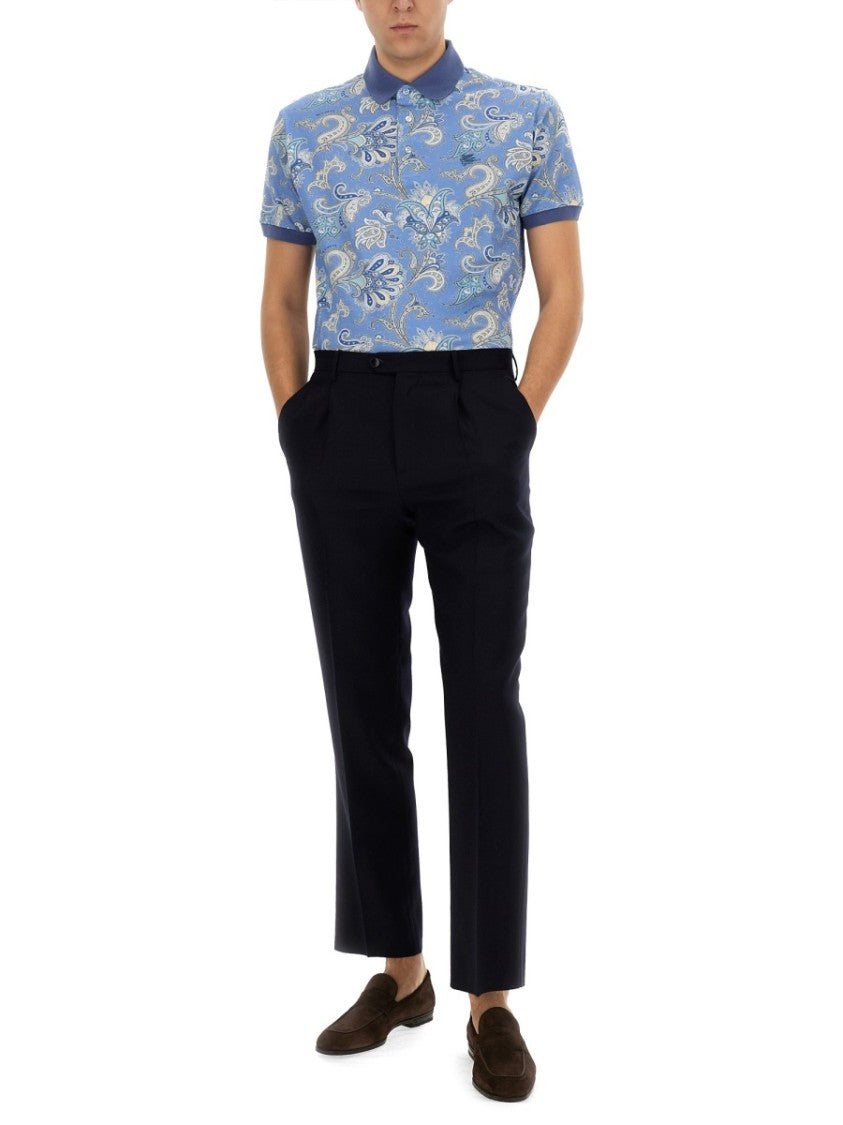 Etro Paisley Print Cotton Polo Shirt