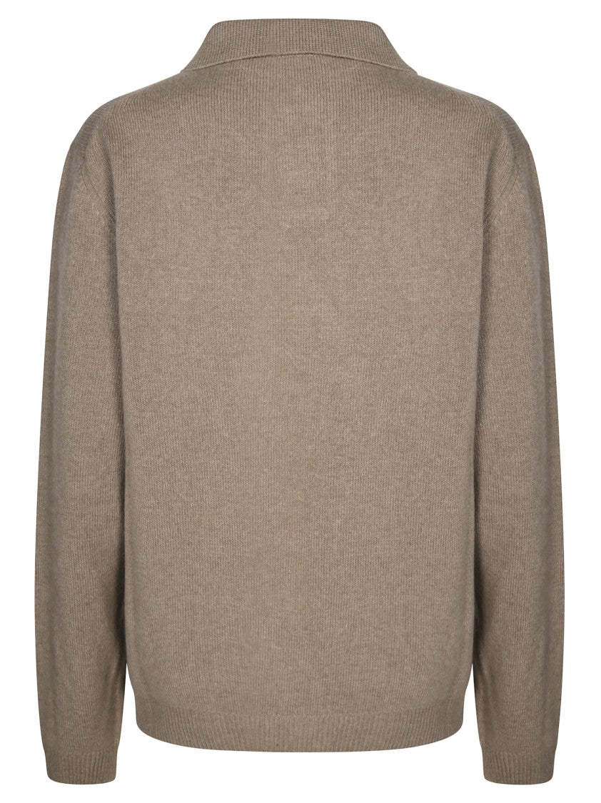 Daniele Fiesoli Long-Sleeved Knit Polo Sweater With Ribbed Texture