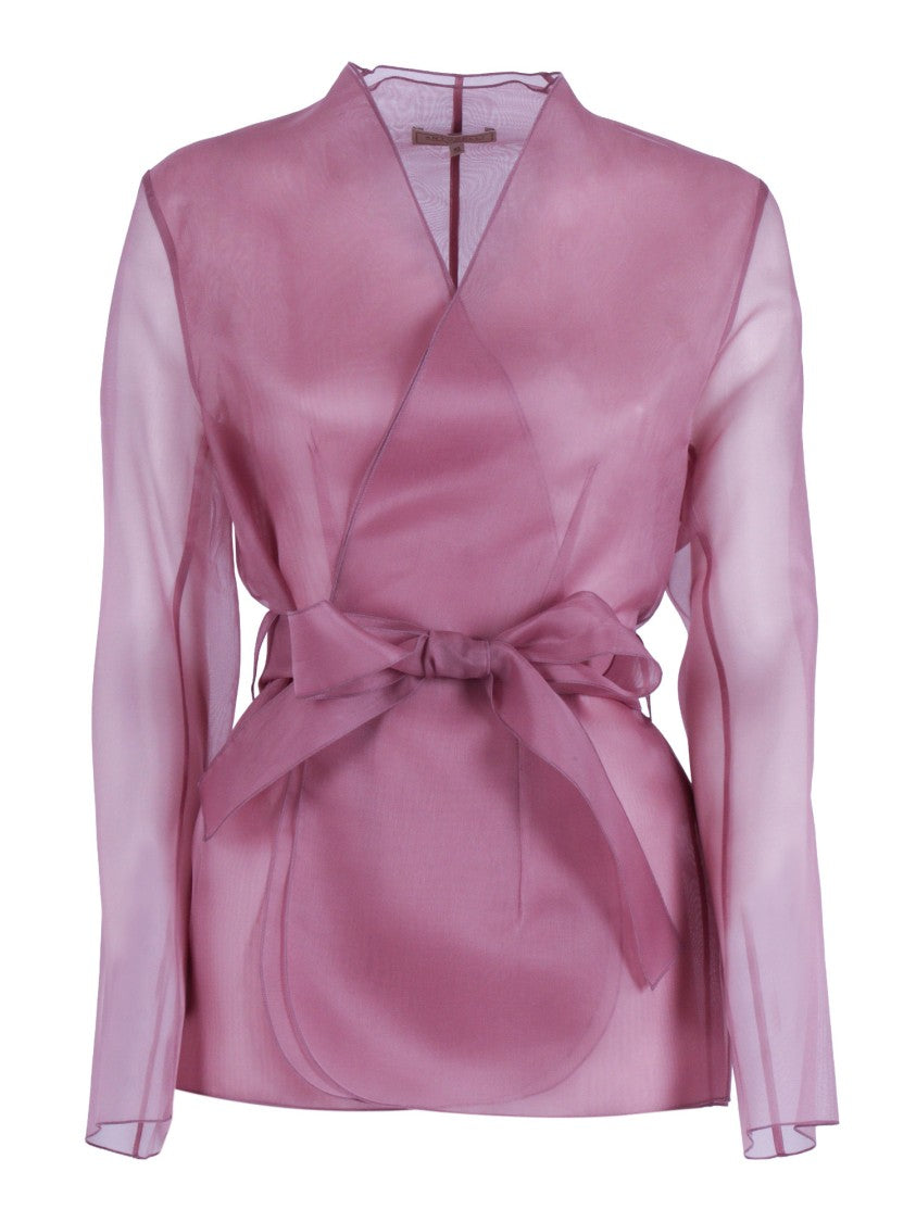 Antonelli Firenze Translucent Silk Belted Wrap Jacket