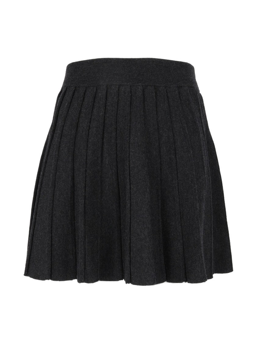 Mc2 Saint Barth Pleated Knit Skirt With Fitted Waistband And Flared Silhouette