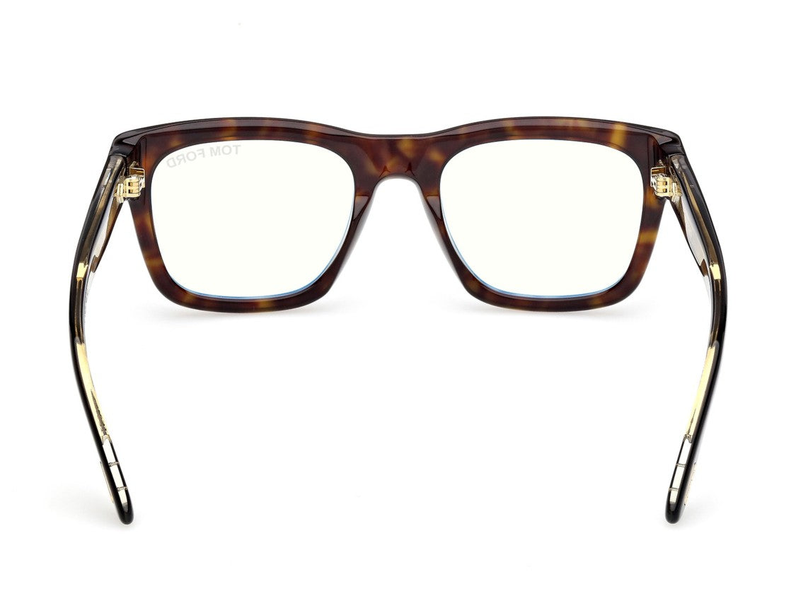 Tom Ford Ft6076-B Tortoiseshell Gold Accents Acetate Square Eyeglasses